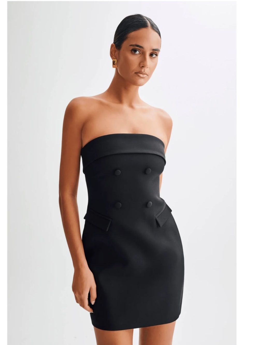 MESHKI Abbie Strapless Suiting black Mini Dress Small NWT